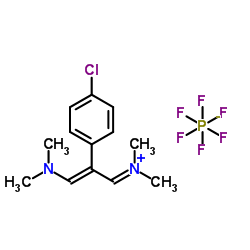 (Methanaminium,N-[(2E)-2-(4-chlorophenyl)-3-(dimethylamino)-2-propenylidene]-N-methyl-, hexafluorophosphate(1-) ) Structure