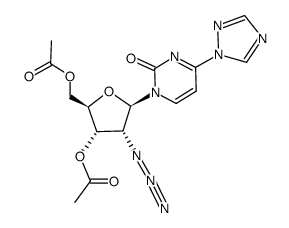 5',3'-di-O-acetyl-2'-azido-2'-deoxy-β-D-ribofuranos-1-yl-(4-(1,2,4-triazol-1-yl))pyrimidine-2-one Structure