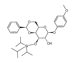 p-methoxyphenyl 4,6-O-benzylidene-3-O-tris(isopropyl)silyl-β-D-galactopyranoside结构式