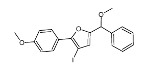 3-iodo-2-(4-methoxyphenyl)-5-[methoxy(phenyl)methyl]furan Structure