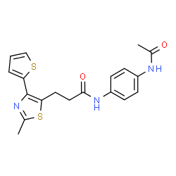 N-[4-(acetylamino)phenyl]-3-[2-methyl-4-(thiophen-2-yl)-1,3-thiazol-5-yl]propanamide结构式