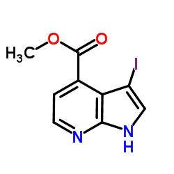 methyl 3-iodo-1H-pyrrolo[2,3-b]pyridine-4-carboxylate structure