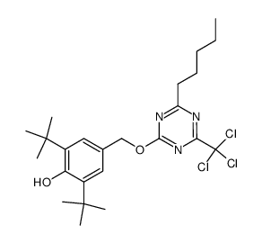 2,6-di-tert-butyl-4-(((4-pentyl-6-(trichloromethyl)-1,3,5-triazin-2-yl)oxy)methyl)phenol结构式