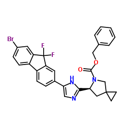 (6S)-6-[5-(7-Bromo-9,9-difluoro-9H-fluoren-2-yl)-1H-imidazol-2-yl]-5-azaspiro[2.4]heptane-5-carboxylic acid phenylmethyl ester结构式