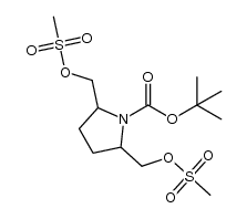 tert-butyl 2,5-bis(((methylsulfonyl)oxy)methyl)pyrrolidine-1-carboxylate结构式