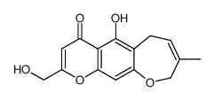 6,9-Dihydro-5-hydroxy-2-(hydroxymethyl)-8-methyl-4H-pyrano[3,2-h][1]benzoxepin-4-one结构式