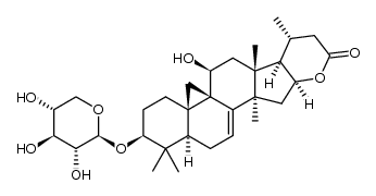 3β,11β-dihydroxy-24,25,26,27-tetranor-cycloart-7-en-23,16β-olide 3-O-β-D-xylopyranoside Structure