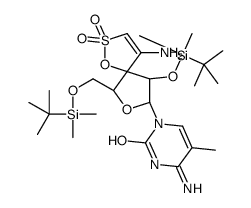 4-amino-1-[(6R,8R,9R)-4-amino-9-[tert-butyl(dimethyl)silyl]oxy-6-[[tert-butyl(dimethyl)silyl]oxymethyl]-2,2-dioxo-1,7-dioxa-2λ6-thiaspiro[4.4]non-3-en-8-yl]-5-methylpyrimidin-2-one Structure