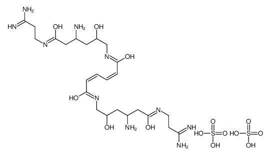 (2E,4E)-N,N'-bis[4-amino-6-[(3-amino-3-iminopropyl)amino]-2-hydroxy-6-oxohexyl]hexa-2,4-dienediamide,sulfuric acid Structure