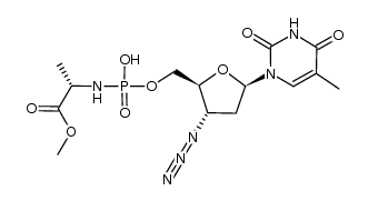 2(S)-(3-deoxy-3-azidothymidyl(hydroxy)phosphorylamino)propionic acid methyl ester Structure