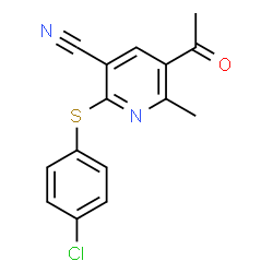 5-Acetyl-2-[(4-chlorophenyl)sulfanyl]-6-methylnicotinonitrile结构式