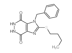 9-benzyl-8-butylsulfanyl-3,4,7,9-tetrazabicyclo[4.3.0]nona-7,10-diene-2,5-dione Structure