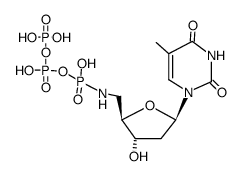 5'-[(tetrahydroxy-[1]triphosphoryl)-amino]-5'-deoxy-thymidine Structure