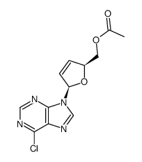 6-chloro-9-(5'-O-acetyl-2',3'-dideoxy-β-D-glycero-pent-2'-enofuranosyl)purine Structure