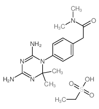 2-[4-(4,6-diamino-2,2-dimethyl-1,3,5-triazin-1-yl)phenyl]-N,N-dimethyl-acetamide; ethanesulfonic acid结构式