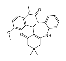 5-acetyl-6-(2,5-dimethoxyphenyl)-9,9-dimethyl-6,8,10,11-tetrahydrobenzo[b][1,4]benzodiazepin-7-one Structure