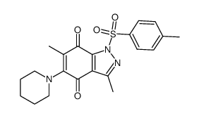 3,6-dimethyl-5-piperidin-1-yl-1-(toluene-4-sulfonyl)-1H-indazole-4,7-dione结构式