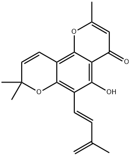 5-Hydroxy-2,8,8-trimethyl-6-[(E)-3-methyl-1,3-butadienyl]-4H,8H-benzo[1,2-b:3,4-b']dipyran-4-one structure