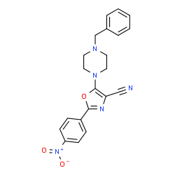 5-(4-benzylpiperazin-1-yl)-2-(4-nitrophenyl)-1,3-oxazole-4-carbonitrile结构式
