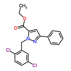 Ethyl 1-(2,5-dichlorobenzyl)-3-phenyl-1H-pyrazole-5-carboxylate结构式
