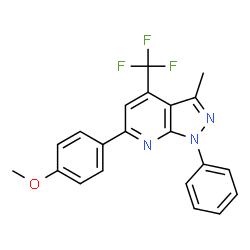 6-(4-Methoxyphenyl)-3-methyl-1-phenyl-4-(trifluoromethyl)-1H-pyrazolo[3,4-b]pyridine结构式
