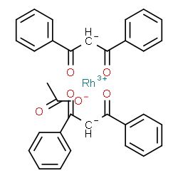 (acetato-O)bis(1,3-diphenylpropane-1,3-dionato-O,O')rhodium结构式