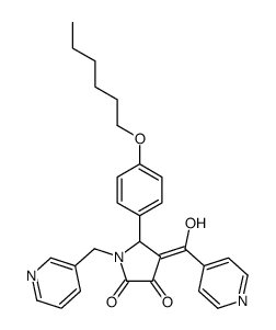 5-(4-hexoxyphenyl)-4-[hydroxy(pyridin-4-yl)methylidene]-1-(pyridin-3-ylmethyl)pyrrolidine-2,3-dione Structure