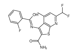 6-(difluoromethyl)-3-[(2-fluorobenzoyl)amino]-4-methylthieno[2,3-b]pyridine-2-carboxamide Structure