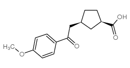 cis-3-[2-(4-methoxyphenyl)-2-oxoethyl]cyclopentane-1-carboxylic acid structure