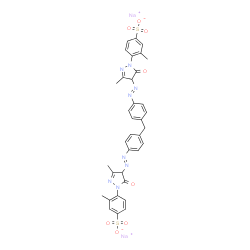 Benzenesulfonic acid, 4,4'-[methylenebis[4,1-phenyleneazo( 4,5-dihydro-3-methyl-5-oxo-1H-pyrazole-4,1-diyl)]]bis[3-methyl-, disodium salt结构式