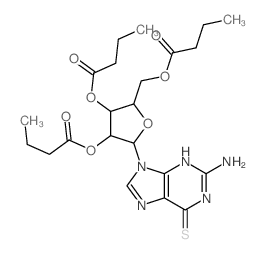 9H-Purine-6 (1H)-thione, 9-.beta.-D-ribofuranosyl-, 2,3, 5-tributyrate Structure