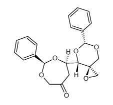 (6R)-6,61-anhydro-1,4:5,7-di-O-benzylidene-3-deoxy-6-C-hydroxymethyl-D-threo-2-heptulose结构式