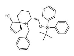 (1S,5R,7R)-6-Benzyl-7-(tert-butyl-diphenyl-silanyloxymethyl)-6-aza-spiro[4.5]dec-2-en-1-ol结构式