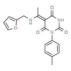 (5Z)-5-[1-(furan-2-ylmethylamino)ethylidene]-1-(4-methylphenyl)-1,3-diazinane-2,4,6-trione Structure