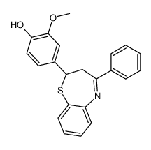 2-methoxy-4-(4-phenyl-2,3-dihydro-1,5-benzothiazepin-2-yl)phenol结构式