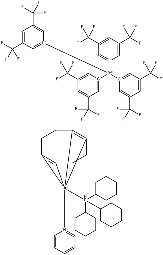 (1,5-环辛二烯)(吡啶)(三环己基膦)铱(I)四[3,5-二(三氟甲基)苯基]硼酸盐结构式