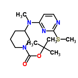2-Methyl-2-propanyl 3-{methyl[2-(methylsulfanyl)-4-pyrimidinyl]amino}-1-piperidinecarboxylate结构式
