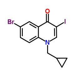 6-Bromo-1-(cyclopropylmethyl)-3-iodo-4(1H)-quinolinone结构式