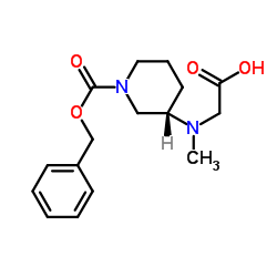 N-{(3S)-1-[(Benzyloxy)carbonyl]-3-piperidinyl}-N-methylglycine结构式