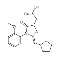 2-[2-cyclopentylimino-3-(2-methoxyphenyl)-4-oxo-1,3-thiazolidin-5-yl]acetic acid结构式