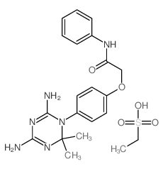 2-[4-(4,6-diamino-2,2-dimethyl-1,3,5-triazin-1-yl)phenoxy]-N-phenyl-acetamide; ethanesulfonic acid structure