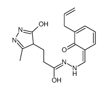 3-(3-methyl-5-oxo-1,4-dihydropyrazol-4-yl)-N'-[(Z)-(6-oxo-5-prop-2-enylcyclohexa-2,4-dien-1-ylidene)methyl]propanehydrazide结构式