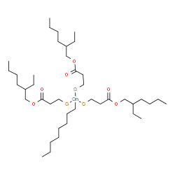 2-ethylhexyl 12-ethyl-5-[[3-[(2-ethylhexyl)oxy]-3-oxopropyl]thio]-5-octyl-9-oxo-10-oxa-4,6-dithia-5-stannahexadecanoate structure