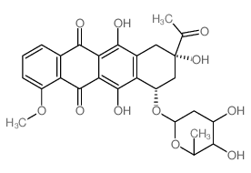 5,12-Naphthacenedione,8-acetyl-10-[(2,6-dideoxy-a-L-lyxo-hexopyranosyl)oxy]-7,8,9,10-tetrahydro-6,8,11-trihydroxy-1-methoxy-,(8S,10S)- structure