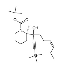 1(S)-[(2''R)-N-tert-butoxycarbonylpiperidinyl]-1-(2'-trimethylsilylethynyl)-4(Z)-hepten-1-ol结构式