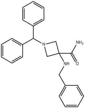 1-Benzhydryl-3-benzylaminoazetidine-3-carboxylic acid amide结构式