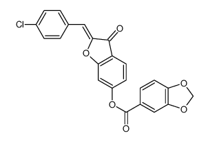 [2-[(4-chlorophenyl)methylidene]-3-oxo-1-benzofuran-6-yl] 1,3-benzodioxole-5-carboxylate Structure