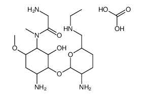 2-amino-N-[4-amino-3-[3-amino-6-(ethylaminomethyl)oxan-2-yl]oxy-2-hydr oxy-6-methoxy-cyclohexyl]-N-methyl-acetamide, carbonic acid结构式