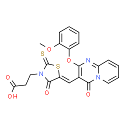 3-[(5Z)-5-{[2-(2-methoxyphenoxy)-4-oxo-4H-pyrido[1,2-a]pyrimidin-3-yl]methylidene}-4-oxo-2-thioxo-1,3-thiazolidin-3-yl]propanoic acid Structure
