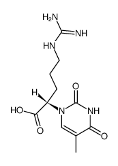 (S)-5-guanidino-2-(5-methyl-2,4-dioxo-3,4-dihydropyrimidin-1(2H)-yl)pentanoic acid结构式